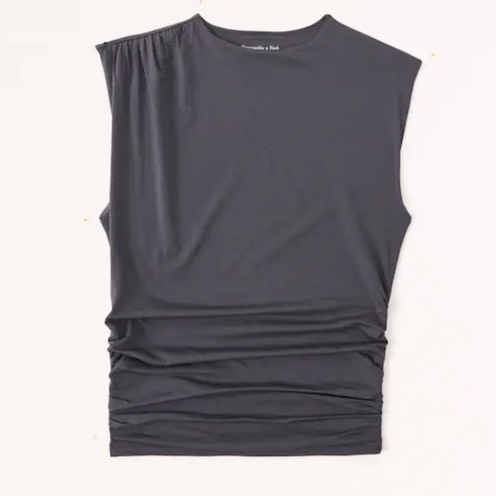 Abercrombie Ruched Top, Size Medium, Dark Grey, NWT
